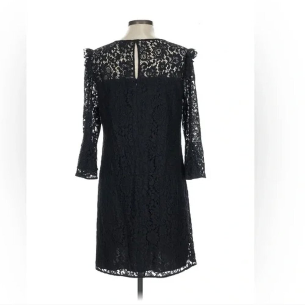 Ann Taylor Black Lace bell sleeve mini dress sheath dress 3/4 sleeve size 8